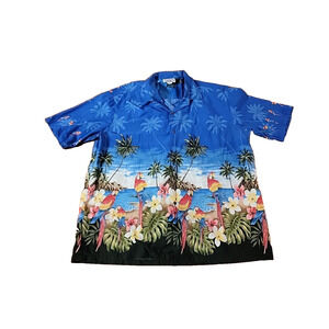 Pacific Legend Authentic Hawaiian Print Mens Short Sleeve Shirt XXL Parrot Theme